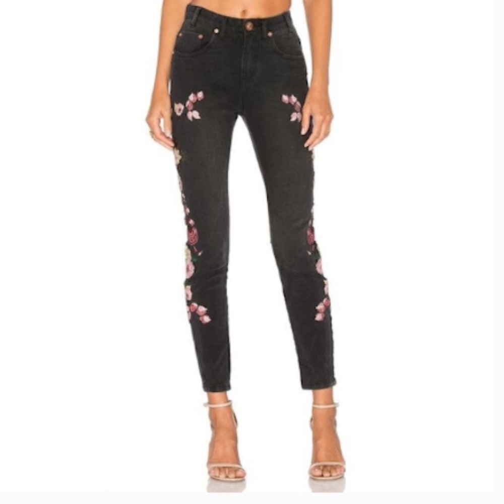 One Teaspoon Birds of Paradise Embroidered Floral